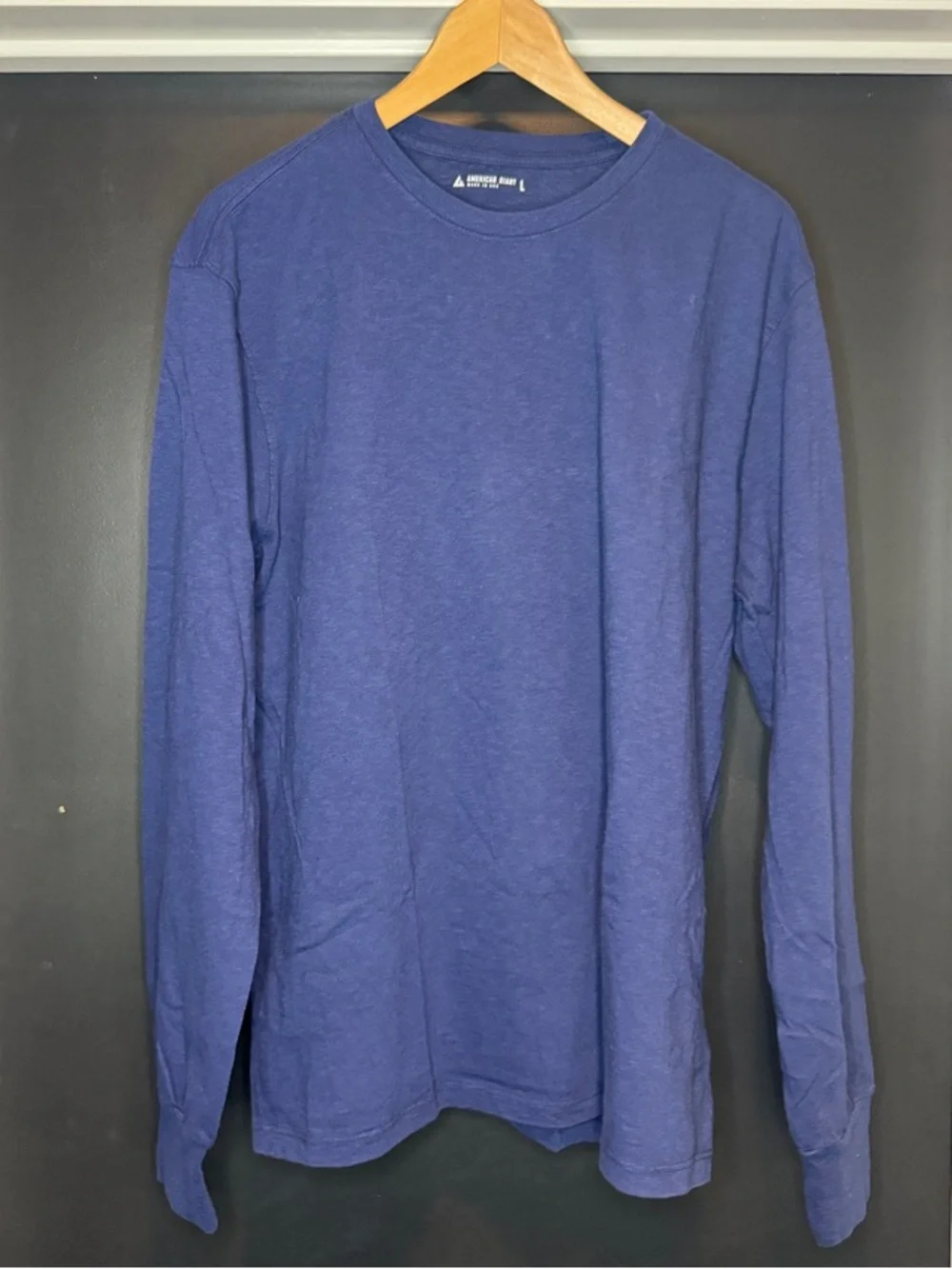 American Giant Blue Long Sleeve Tee L NWOT Slub Cotton USA Made Shirt - Picture 1 of 5